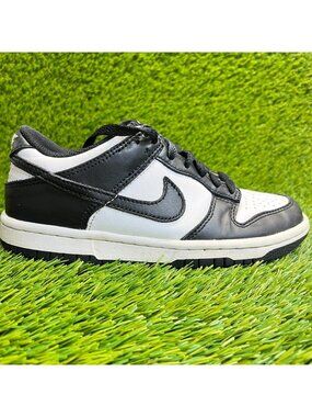 Nike Dunk Low Retro Boys Size 4Y White Black Athletic Leather Shoes Sneakers